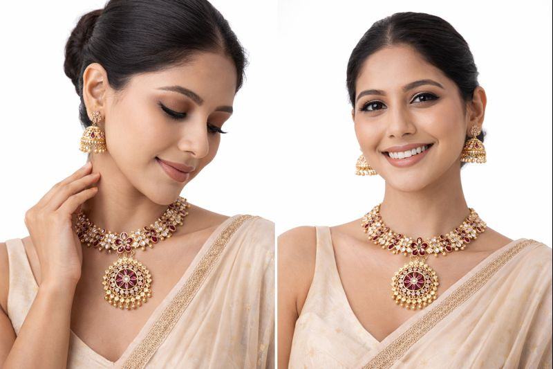 Yasmi Roshni Floral Premium Long Necklace Set