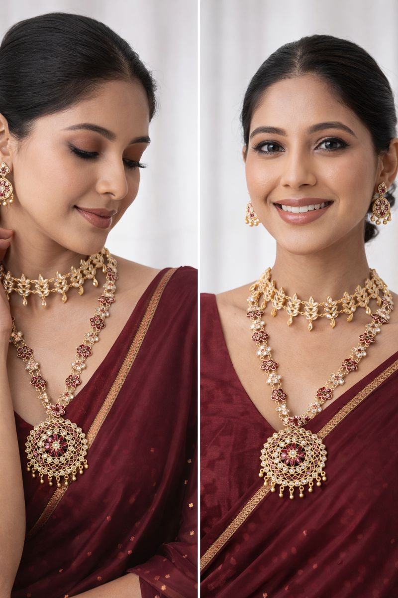 Yasmi Rajshree Premium Layered Necklace & Choker Set