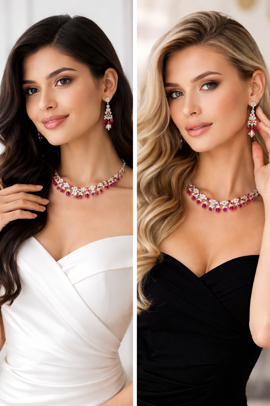 Yasmi Rubina Premium Stone Choker Necklace Set