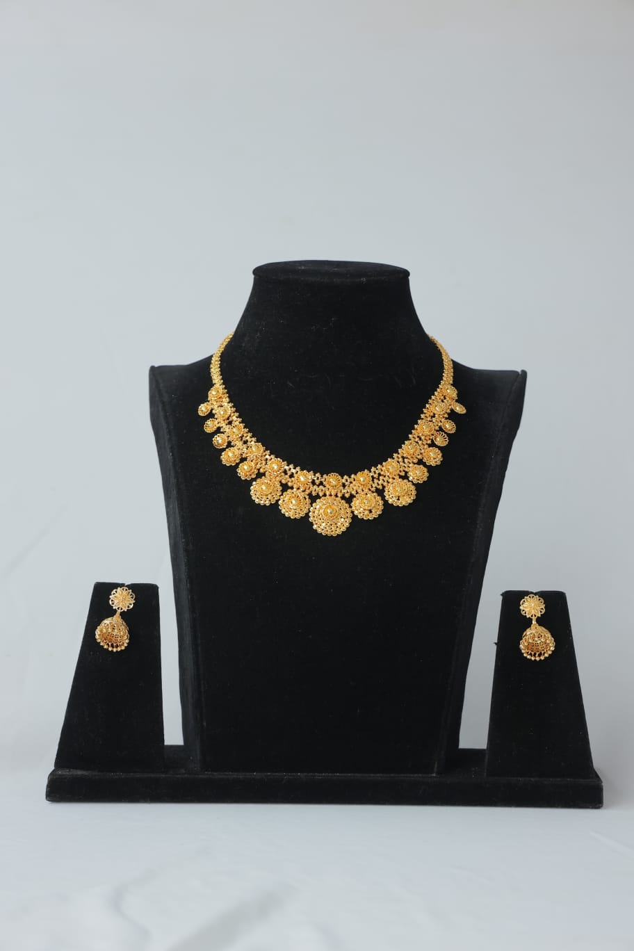 Yasmi Traditional Gold-Finish Floral Necklace Set | Elegant Indian Jewellery